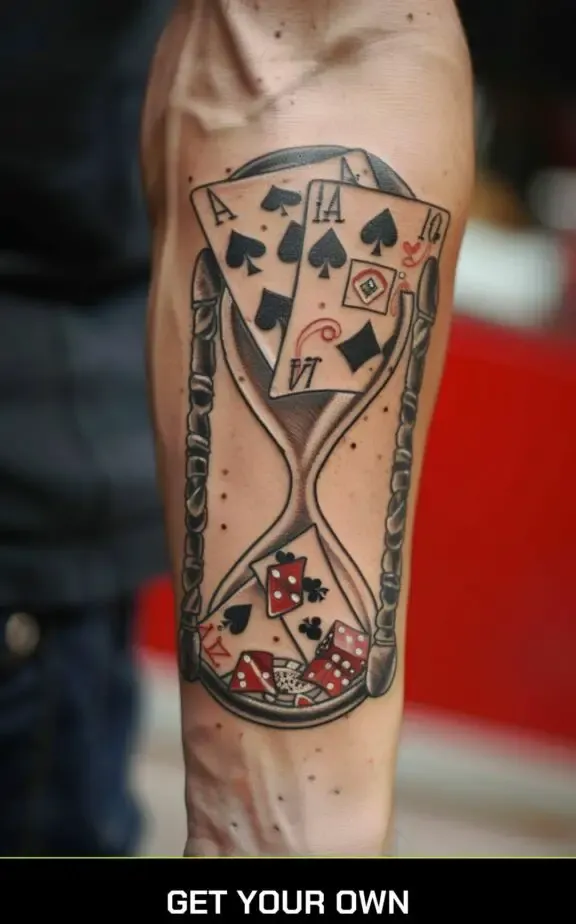 poker cards in hourglass tattoo