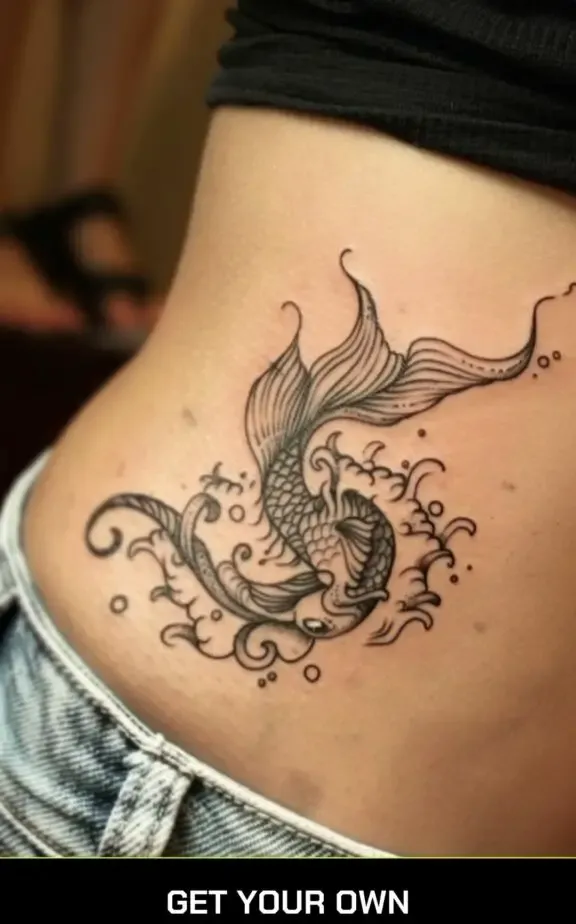 mermaid and wave  tattoo design idea