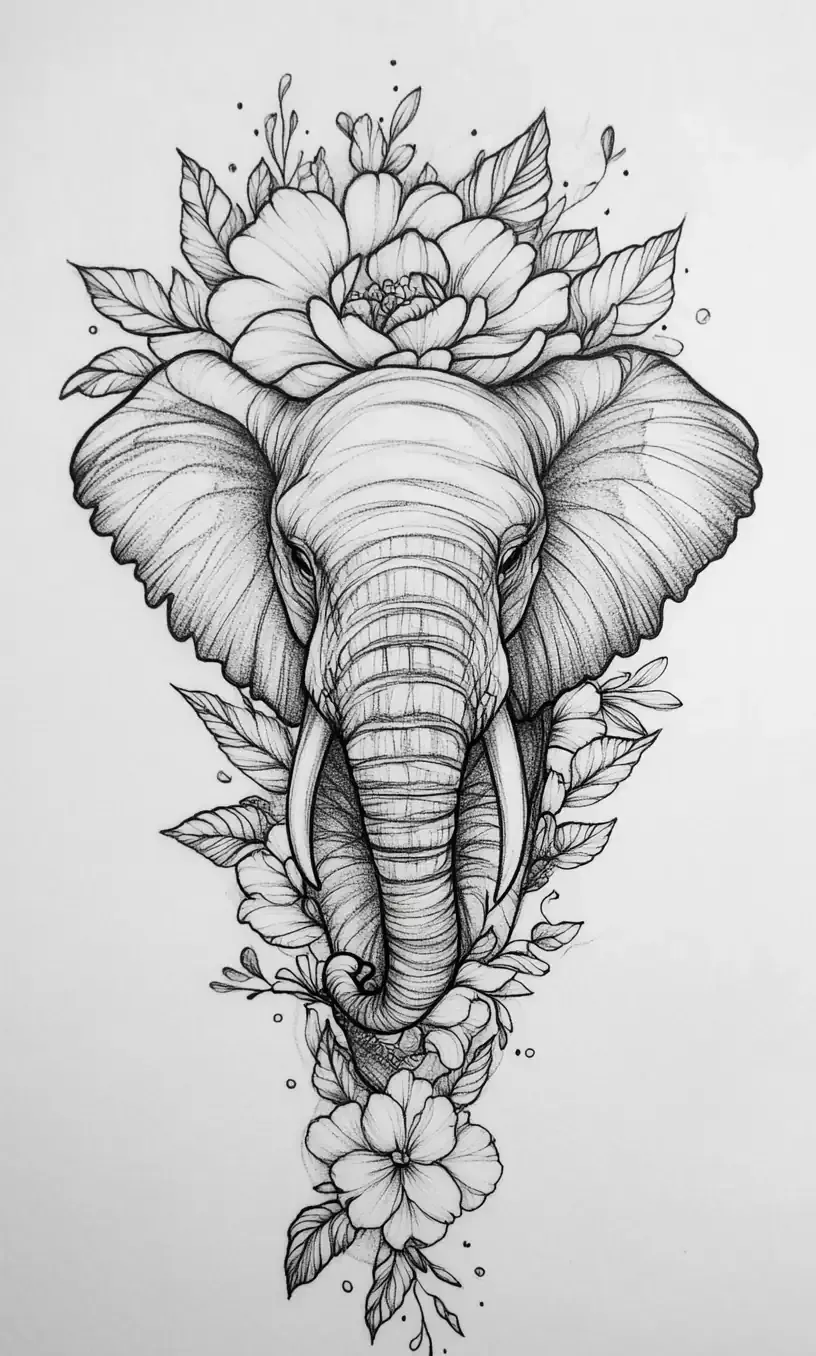 Elephant Tattoo Drawing-24