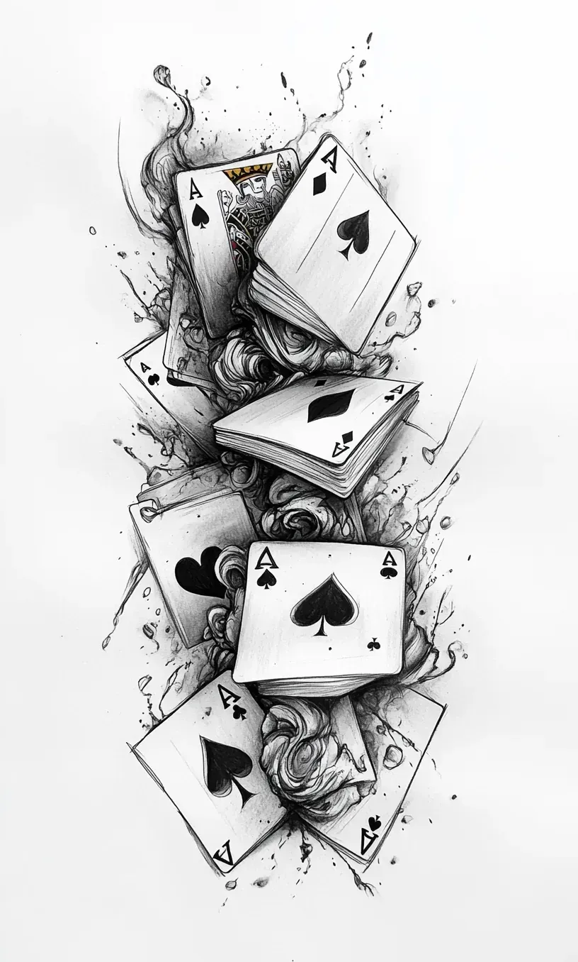Playing Cards Tattoo Drawing-2