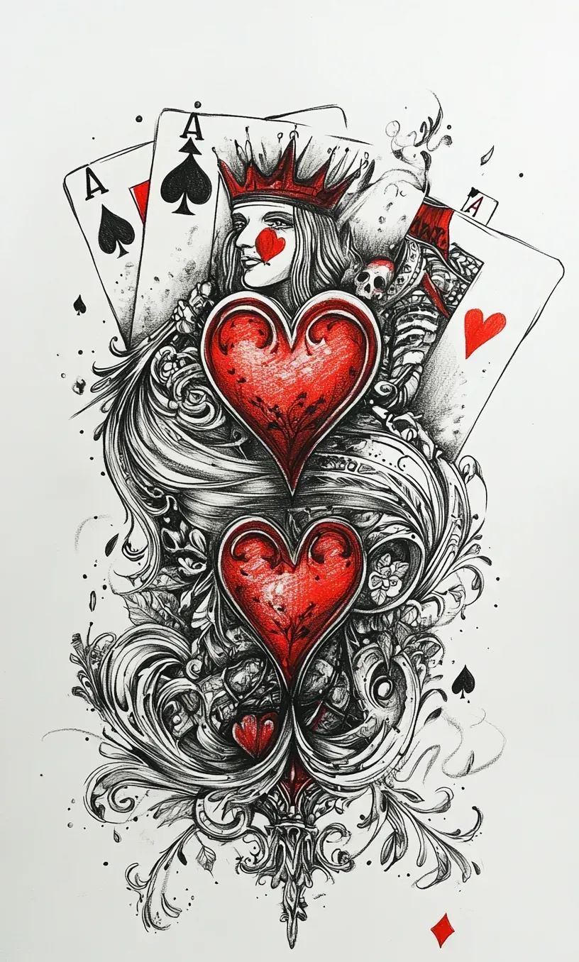 Playing Cards Tattoo Drawing-8