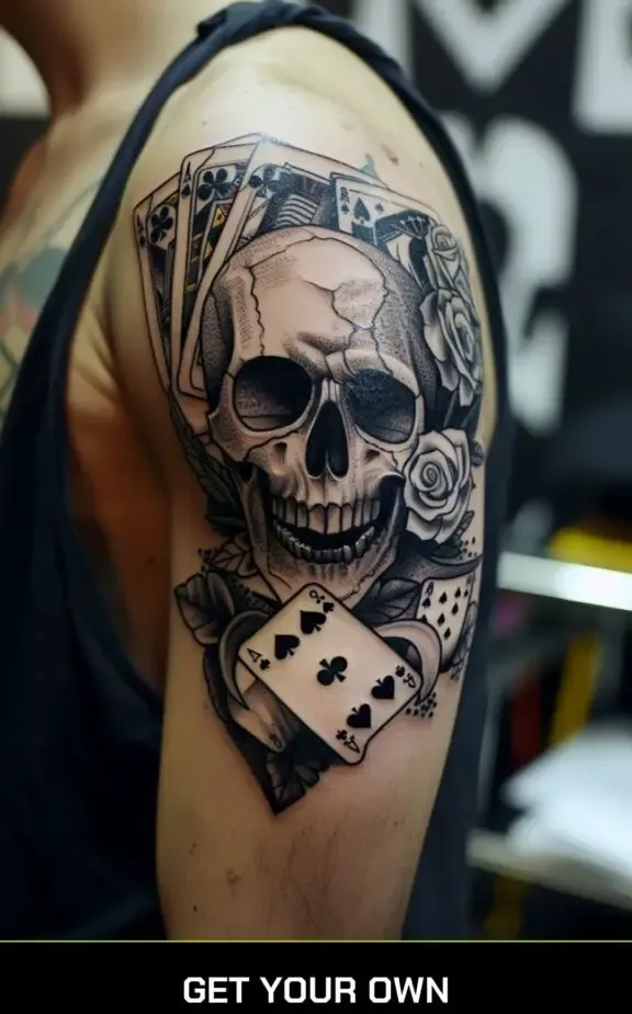 poker card and skull tattoo  idea.