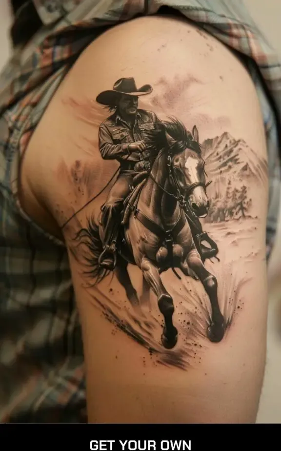 cowboy riding a horse tattoo
