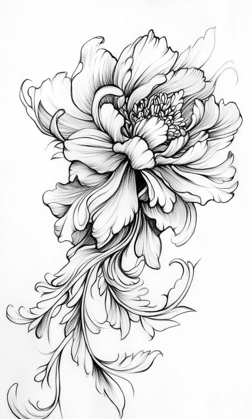 Flower Tattoo Drawings-18