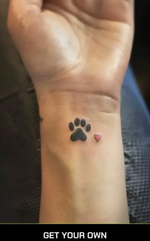 cat paw with heart tattoo