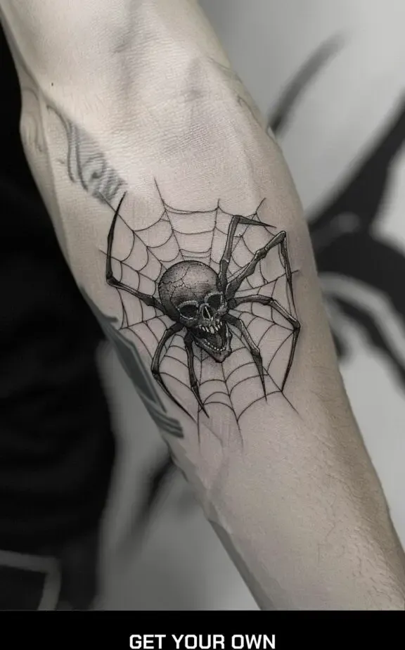 spider and skull tattoo design