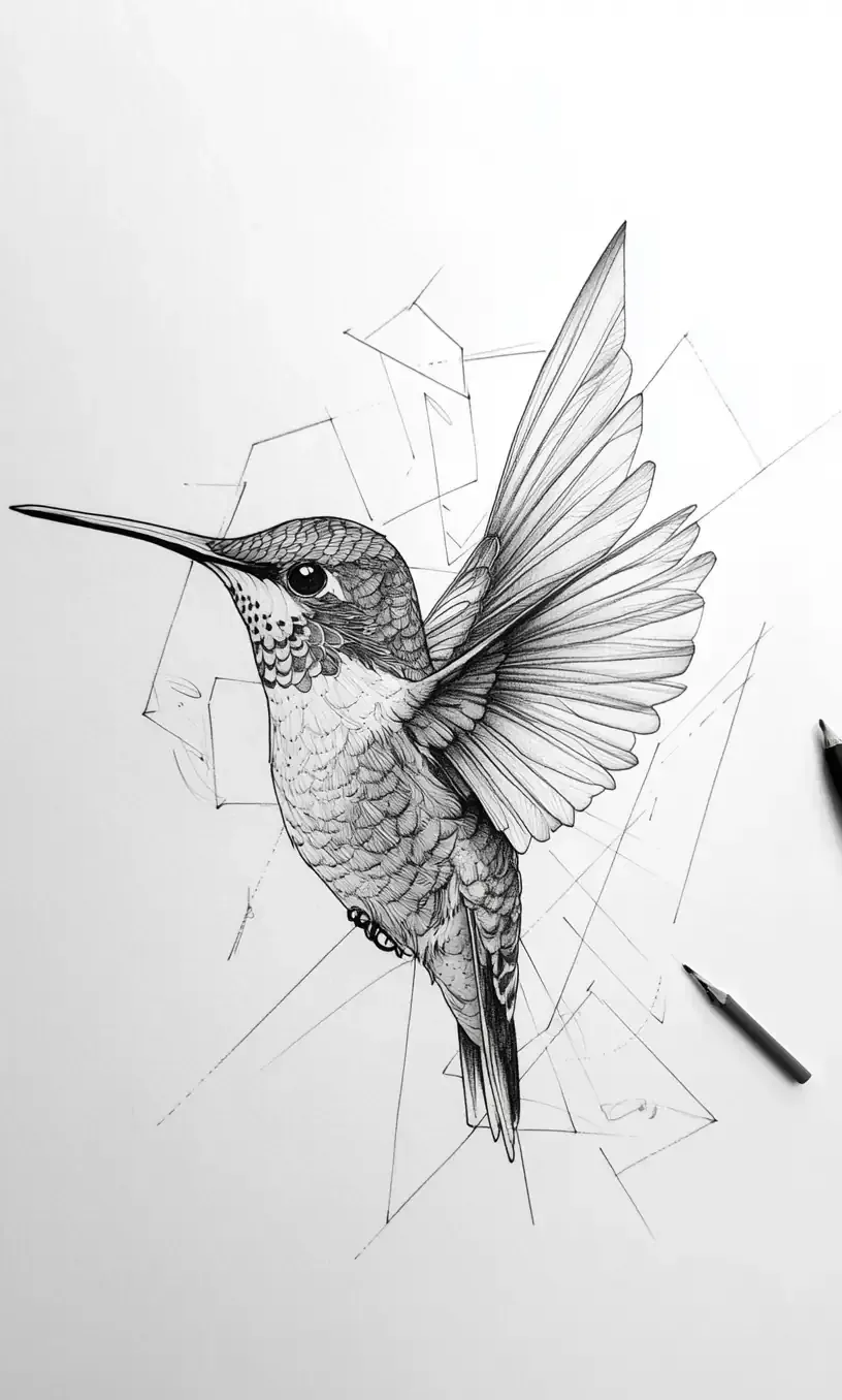 Hummingbird Tattoo Drawing-8