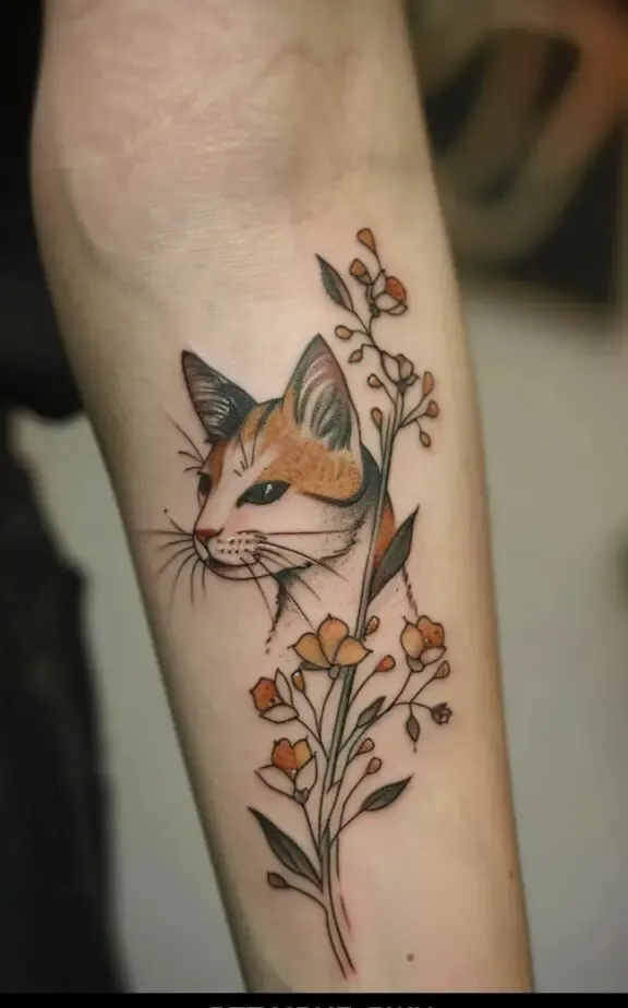 cute small hand tattoos for females: cat
