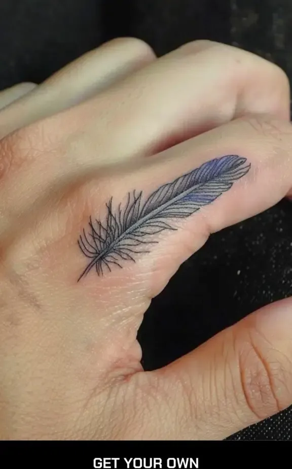 feather finger tattoo