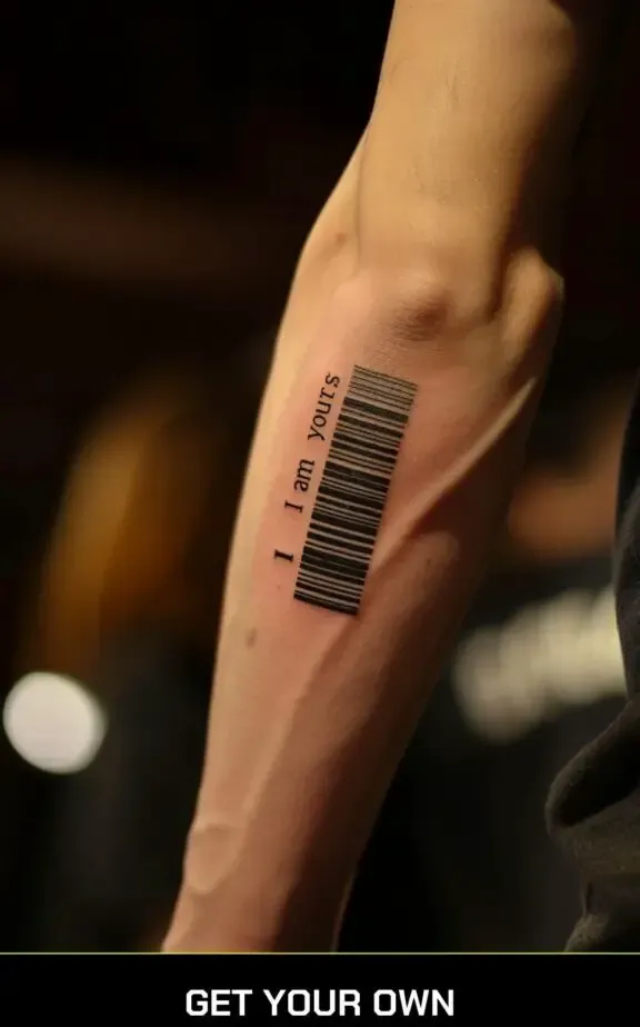 barcode and text tattoo