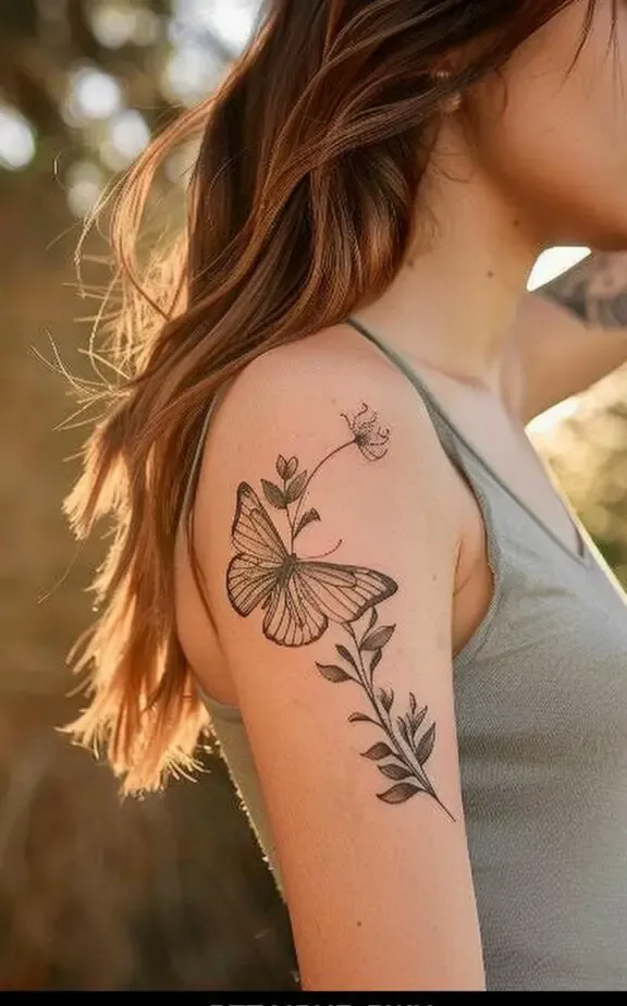 butterfly bicep tattoos for females