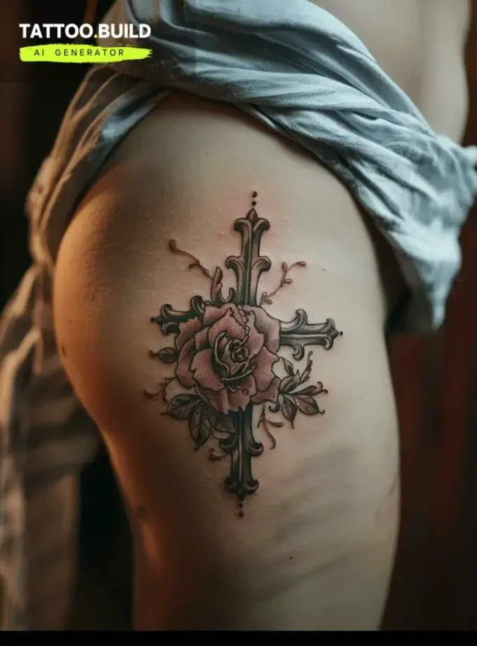 Thigh Cross Tattoo Women