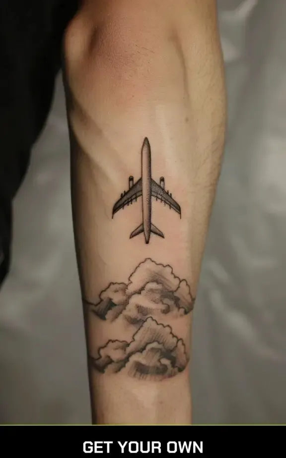 airplane in the clouds tattoo idea