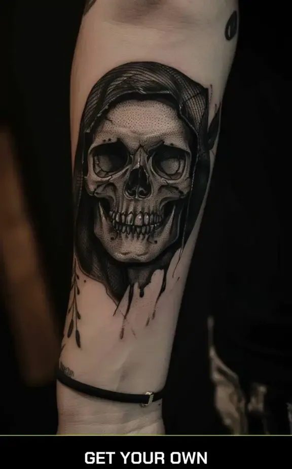 skull blackwork tattoo idea