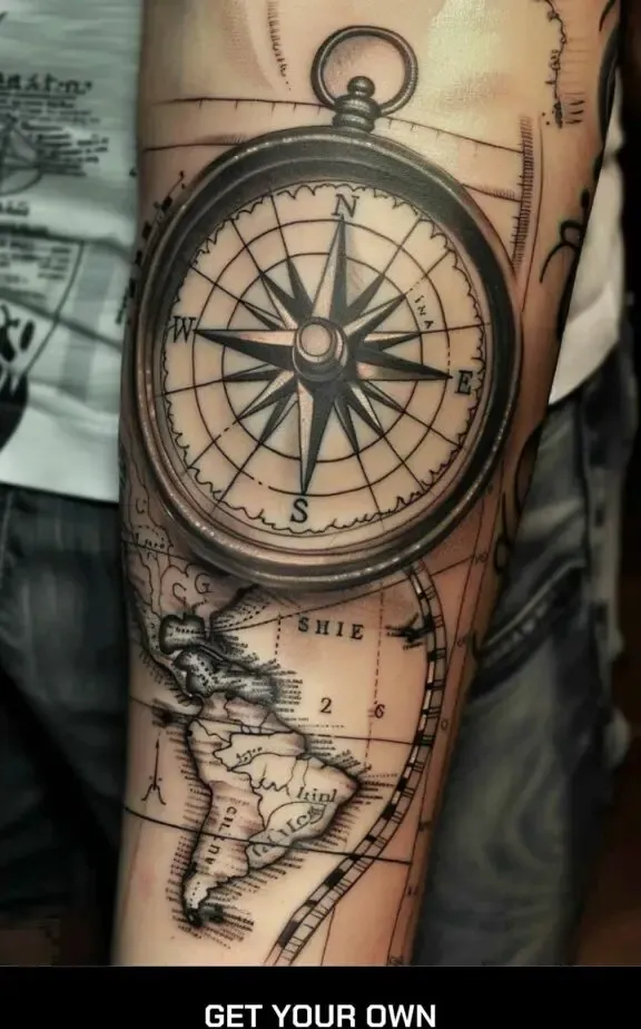 compass and map tattoo