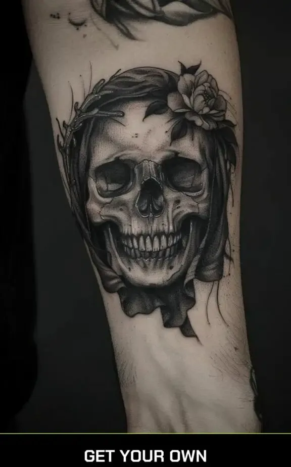 skull blackwork tattoo design idea