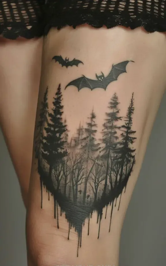 thigh Bat tattoos design idea