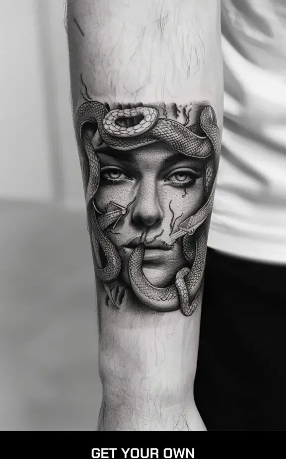 half sleeve medusa tattoo