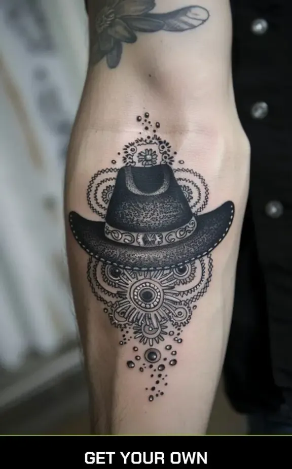 steampunk or mechanical blackwork tattoo