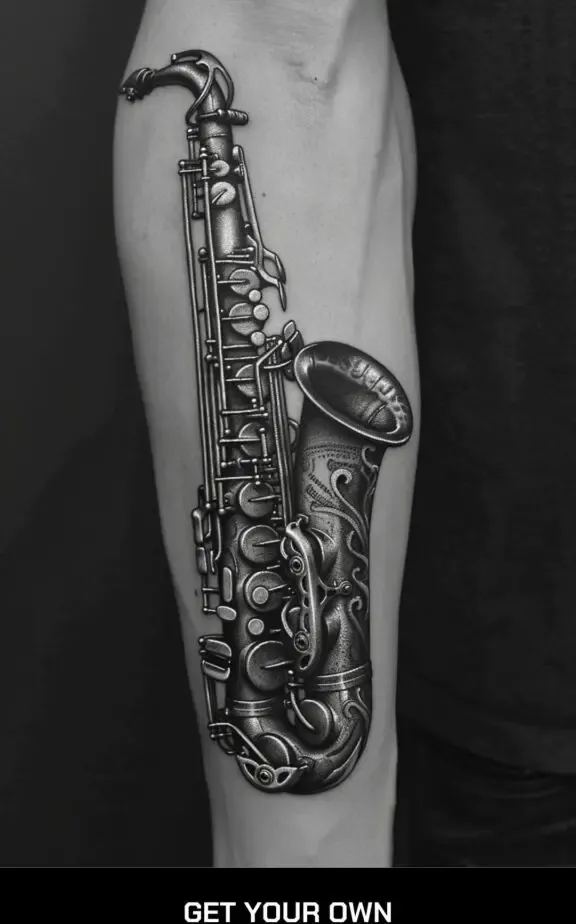 saxophone music tattoo idea