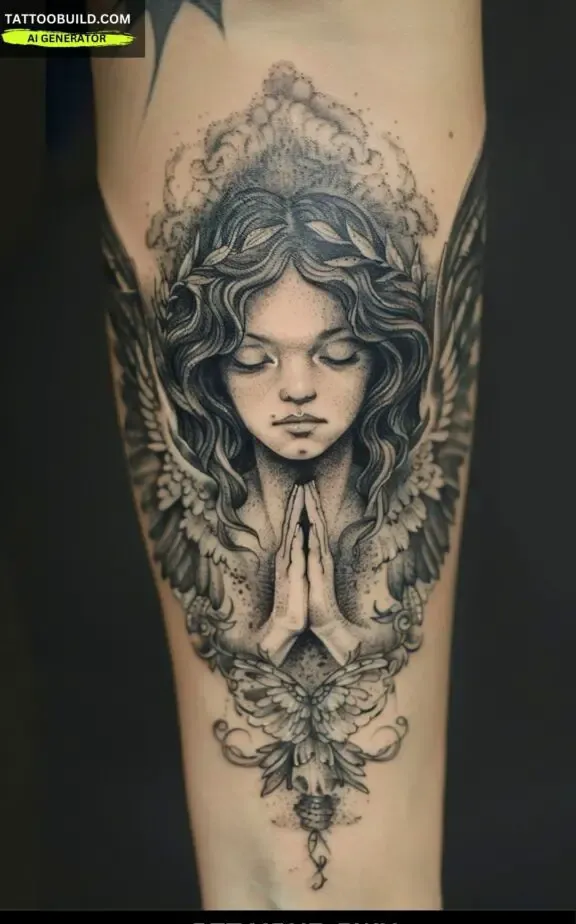 angel tattoo for women: praying angel