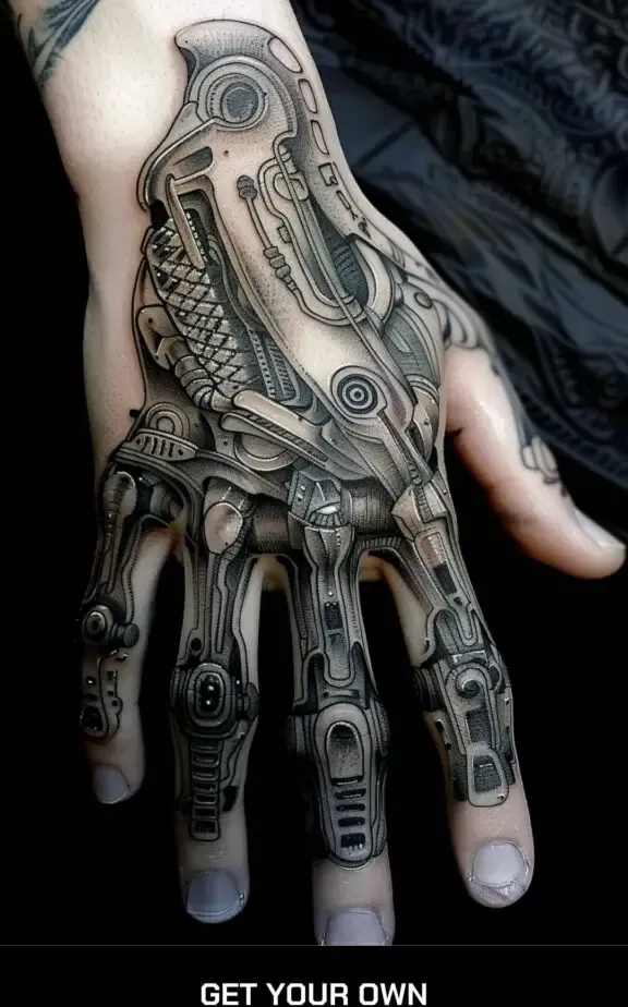 biomechanical hand tattoo