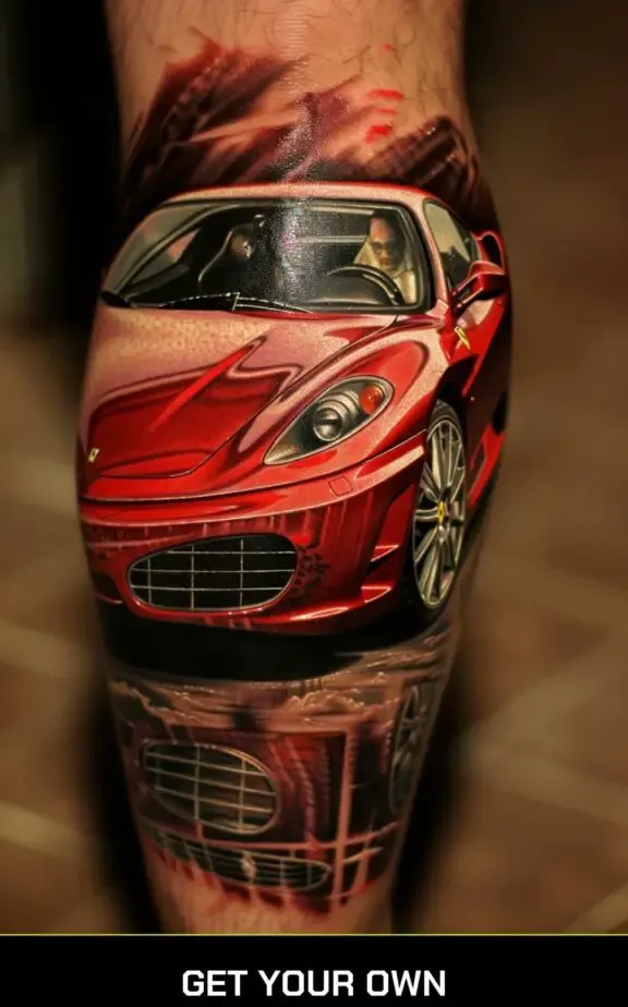 Ferrari realistic tattoo