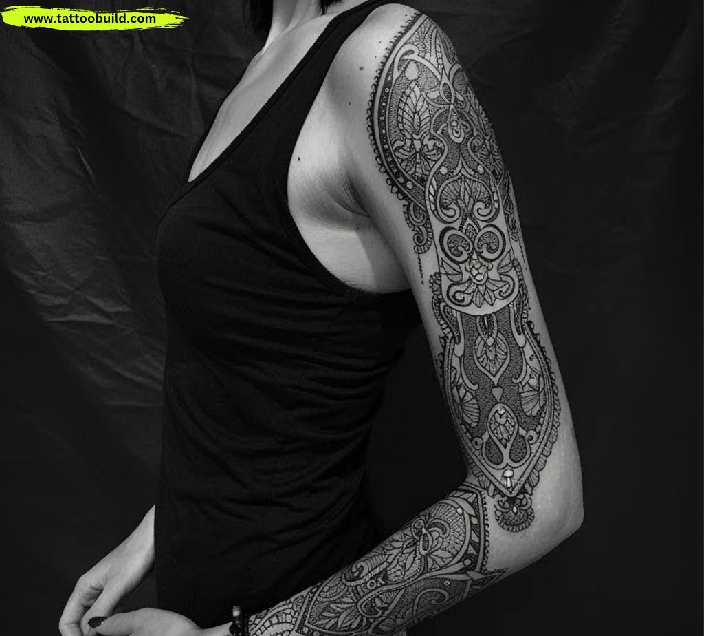 traditional sleeve tattoo for women