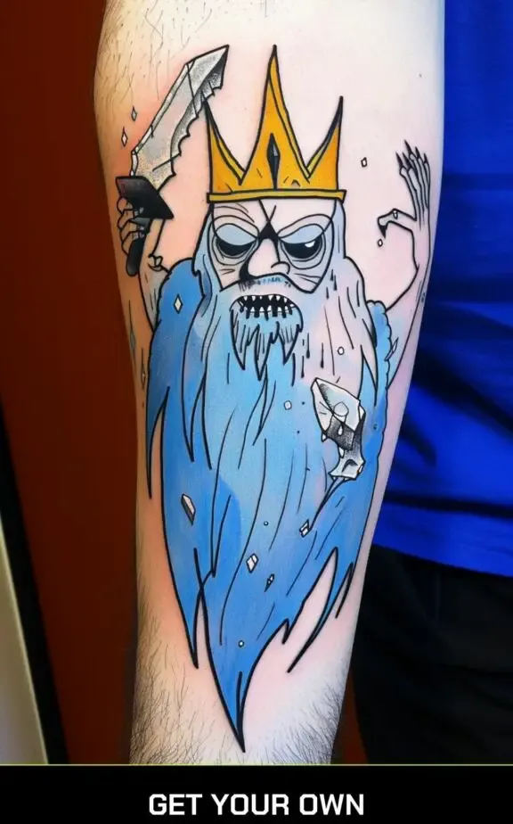 a tattoo of Ice king from adventure time
