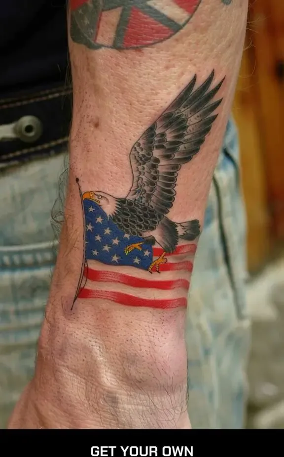 American flag and eagle tattoo
