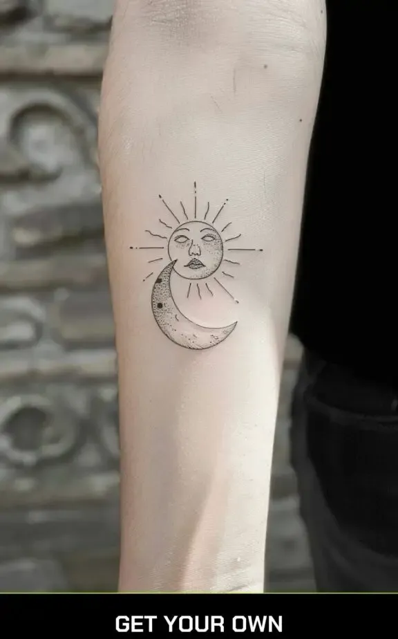 simple sun and moon tattoo idea
