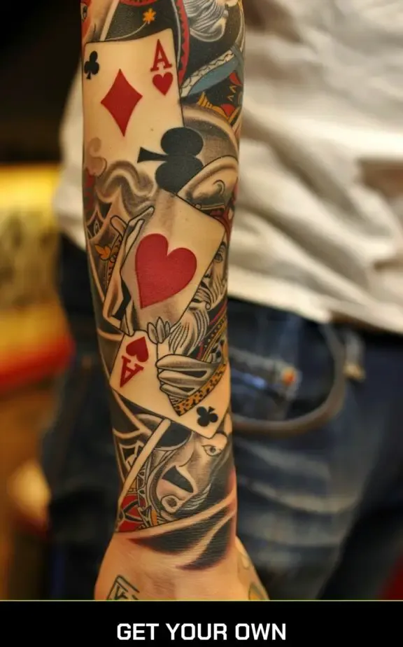 ace cards arm tattoo