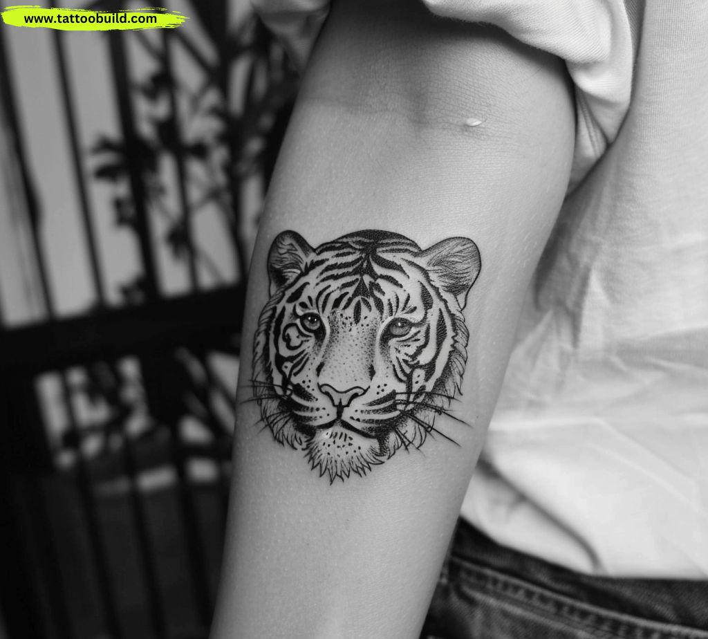 tiger minimalist arm tattoos for female