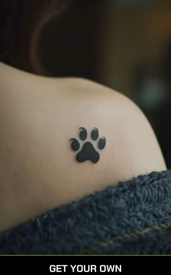 minimalist cat paw tattoo