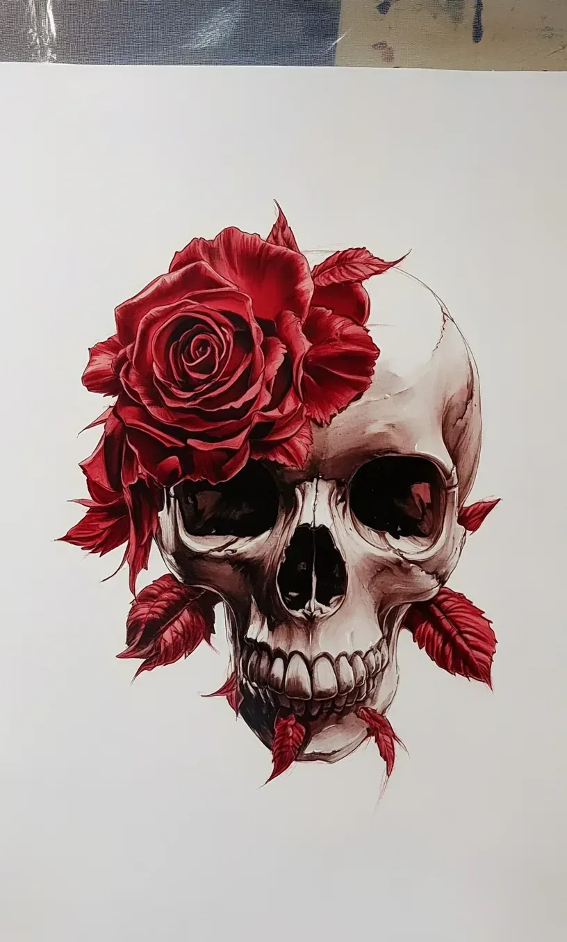 Skull Rose Tattoo Drawing-20