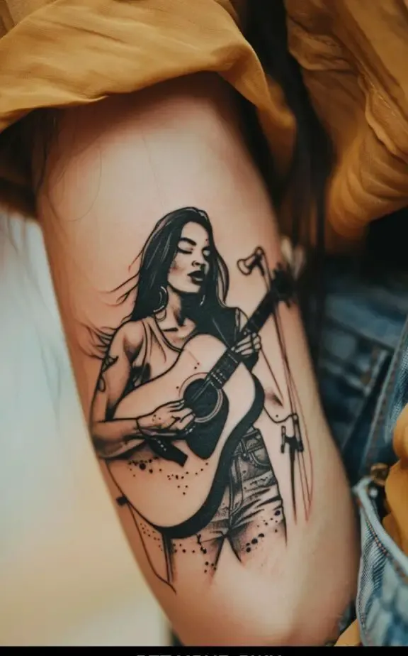 singer bicep tattoo for females