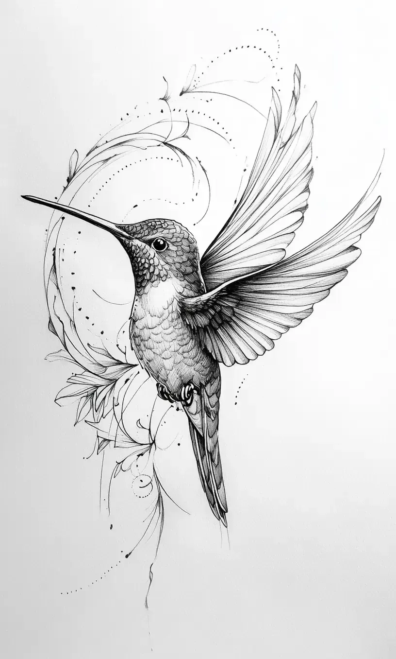 Hummingbird Tattoo Drawing-6