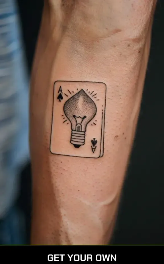 ace card and light bulb tattoo