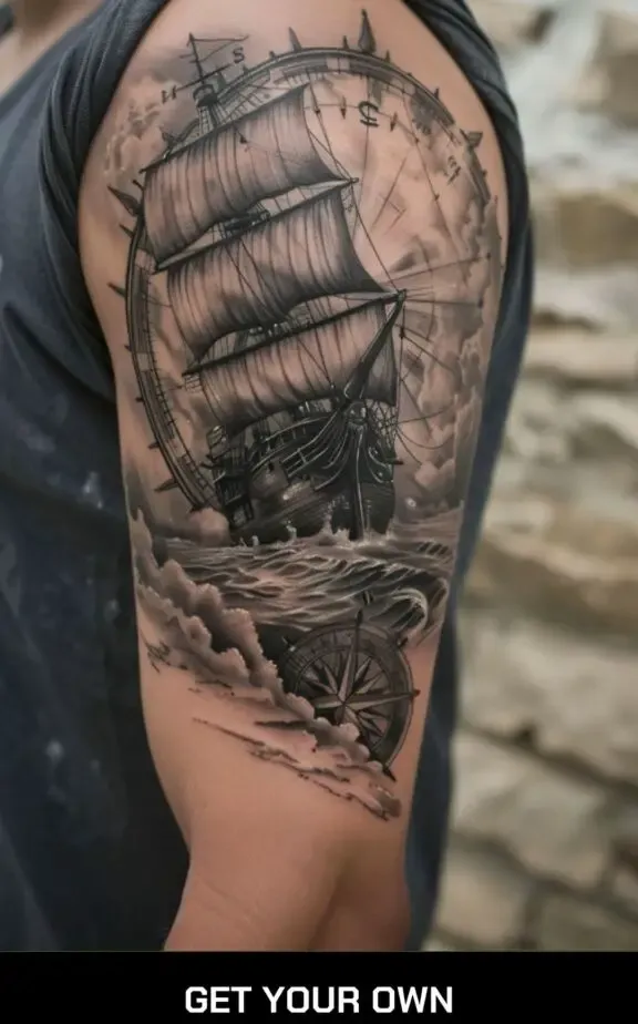 ship travel tattoo idea