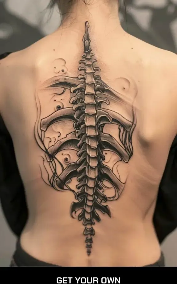biomechanical spine tattoo