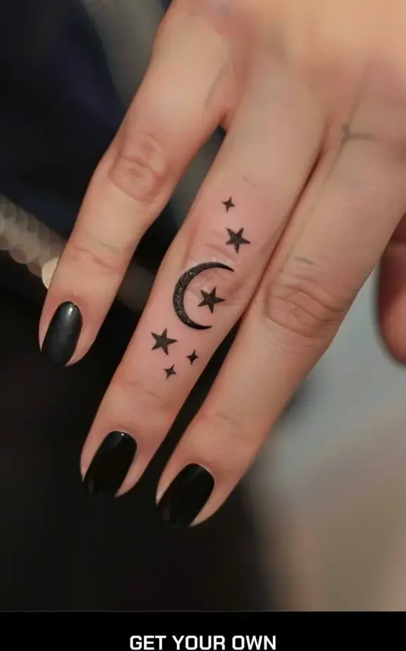 sun and moon finger tattoo
