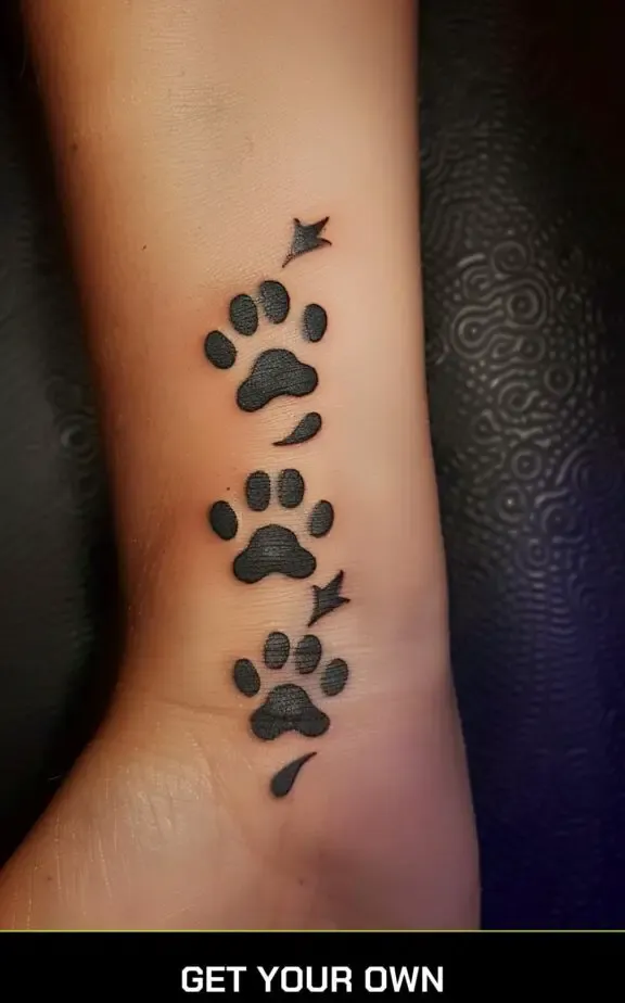 cat paw trail tattoo