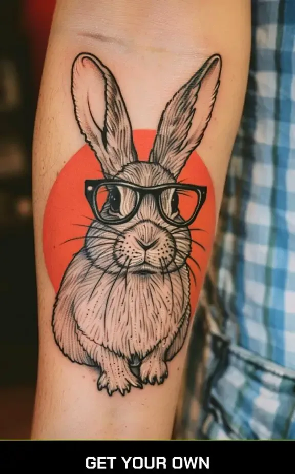 bunny wearing glasses tattoo idea