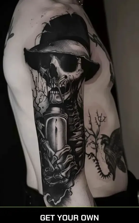 scary black work tattoo