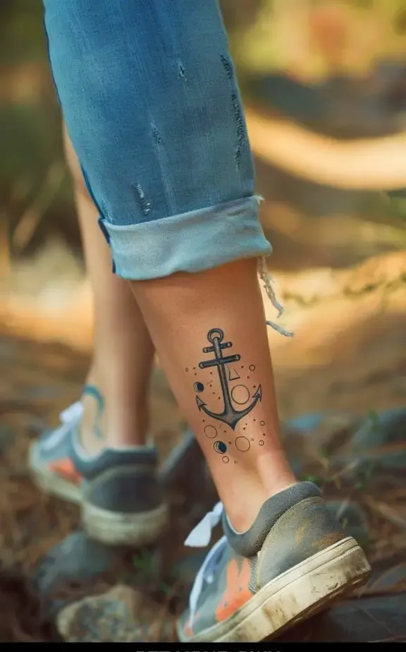 anchor and bubbles tattoo for female 