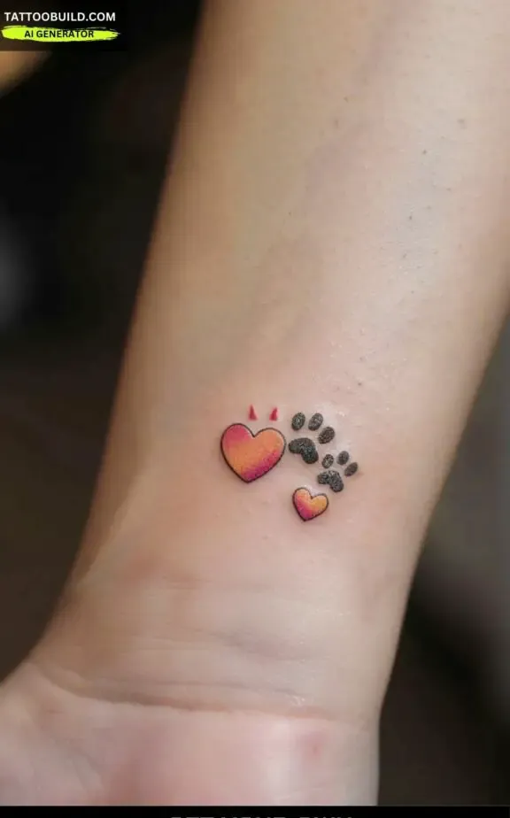 heart and paw tattoos for women