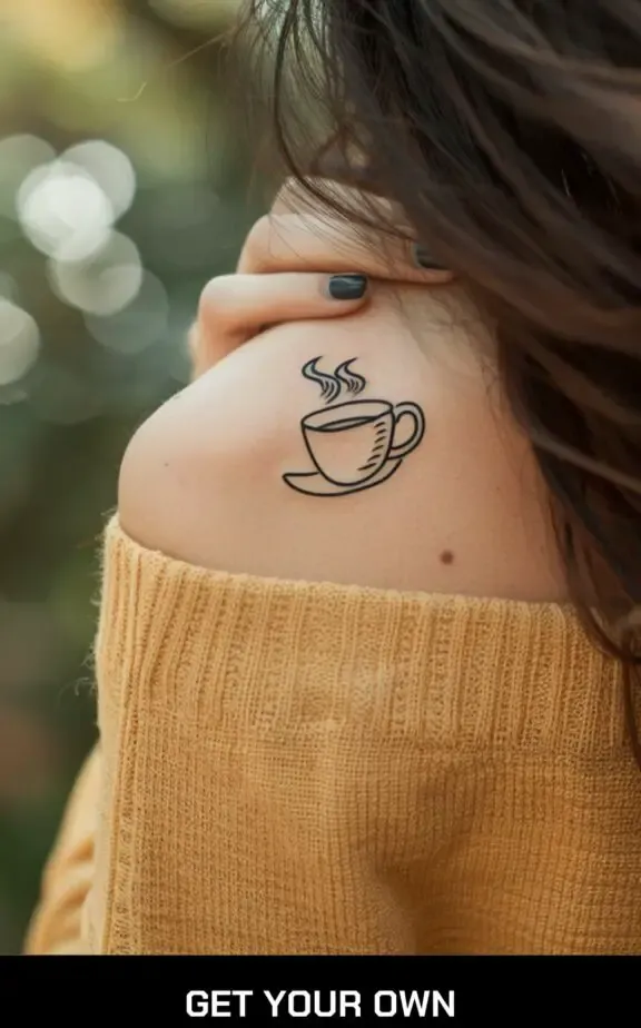 small beautiful tattoo idea for ladies: coffee