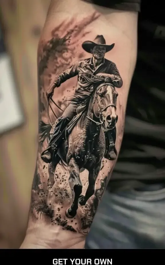 cowboy riding a horse tattoo