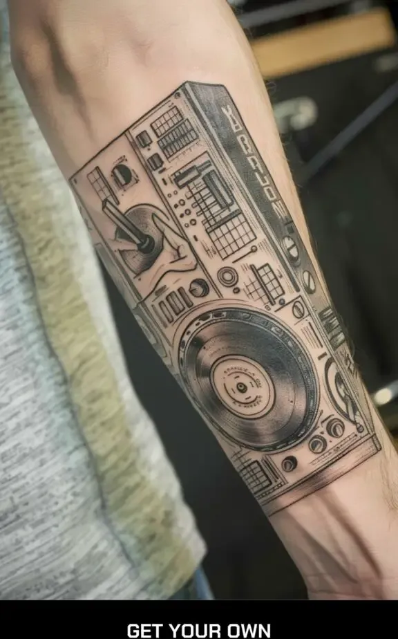 Dj deck music tattoo