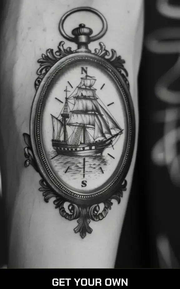 compass and travel tattoo idea